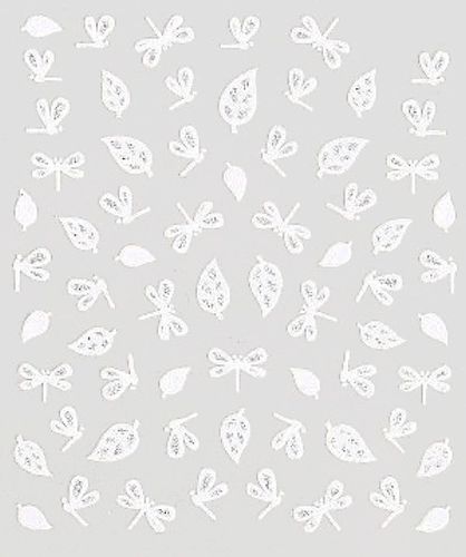 Libelle,Blätter, Silber-Weiß