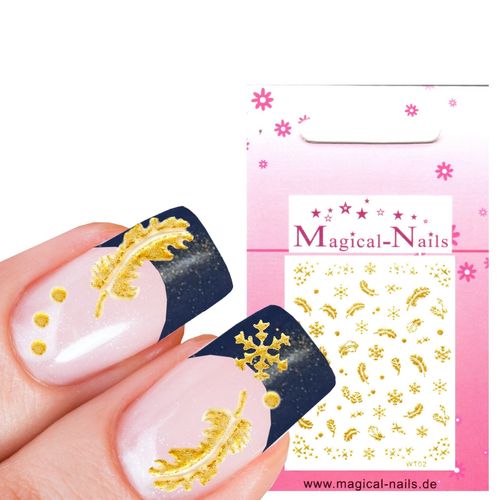 Nail Sticker Gold - Schneeflocken, Federn, Sterne - Magical-Nails