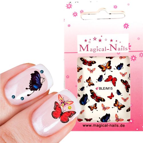 Nail Sticker Schmetterlinge blau-rot-braun - Magical-Nails