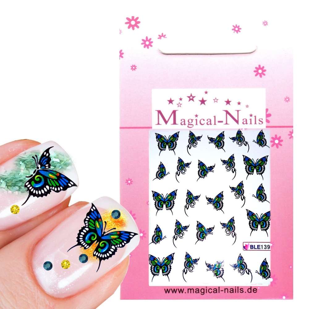 Schmetterling Tattoo Nagel Sticker Blumen Aufkleber Nail Art Nägel Fleurs 