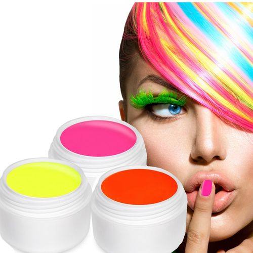 UV Farbgel Neon Set: Gelb, Pink Orange 5ml - Magical-Nails
