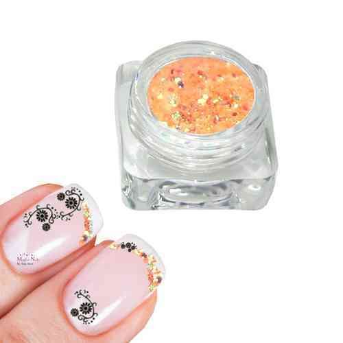Nailart Fingernagel Pailletten-Glitter Apricot Multi-Mix im Acryl Tiegel