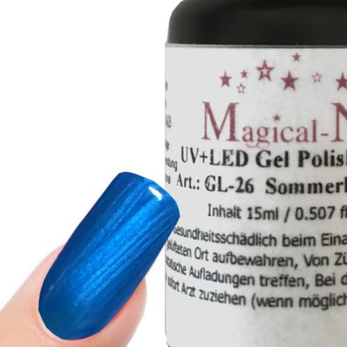 15ml Gel Nagellack blühfrisches Sommerblau met.- Magical-Nails