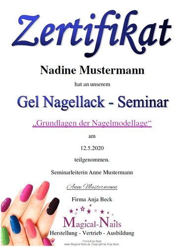 Gel Nagellack Seminar Gelnägel mit Zertifikat - Magical-Nails