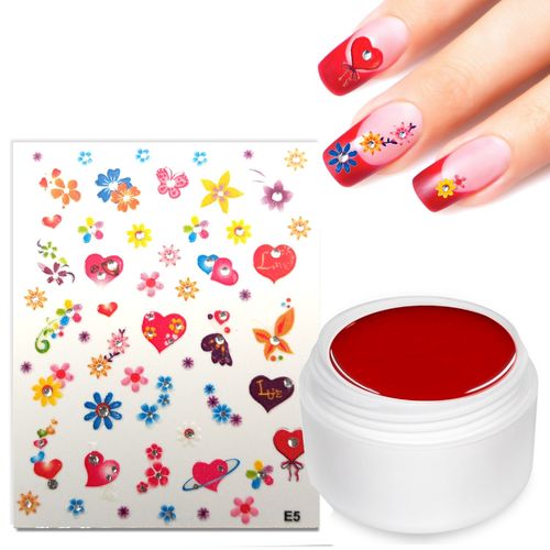 Valentine Set 5ml Farbgel Rot + Nail Sticker - Magical-Nails