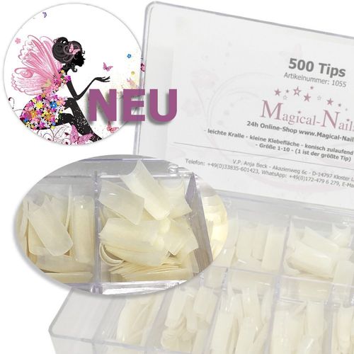 100 Nail Tips ♥ in Acryl Box ♥ leichte Kralle - Magical-Nails