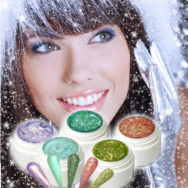 Set-Frozen-Edition - 5 Stück 5ml Farb-u.Glittergel - Magical-Nails