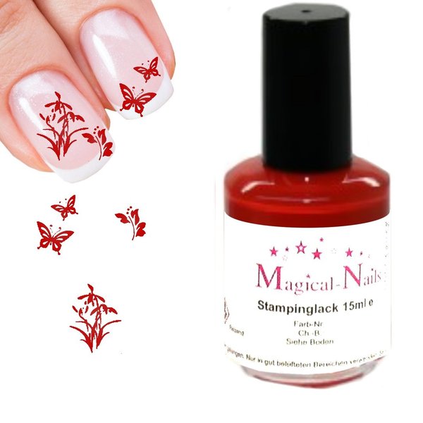 ST14, 15ml Nail Stamping Lack - Rot