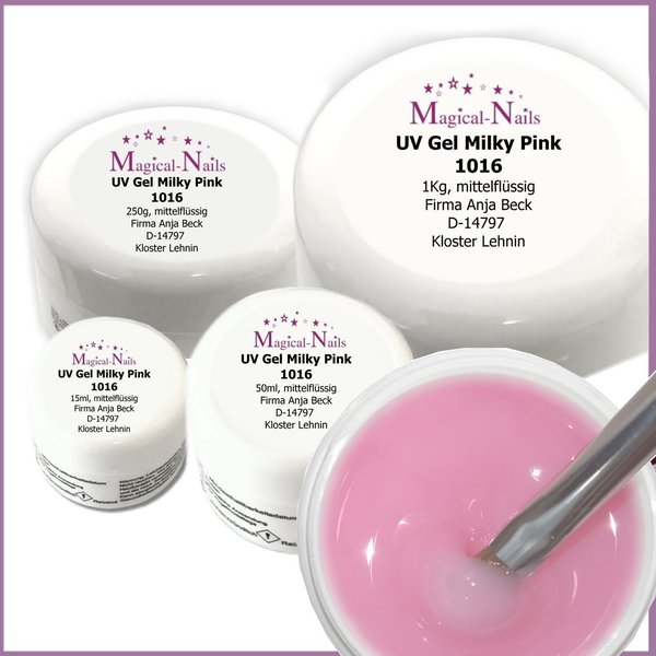 1016 - UV Gel - Ombré Babyboomer Nude Milky Pink - medium - Tiegelgröße wählbar