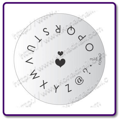Stampingplatte Buchstaben O-Z, @ Zeichen, ?, Punkt, 2 Herzen