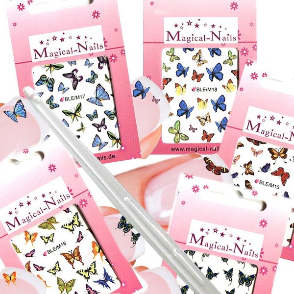 35% Rabatt - 5 Schmetterling Nail Sticker + gratis Tool