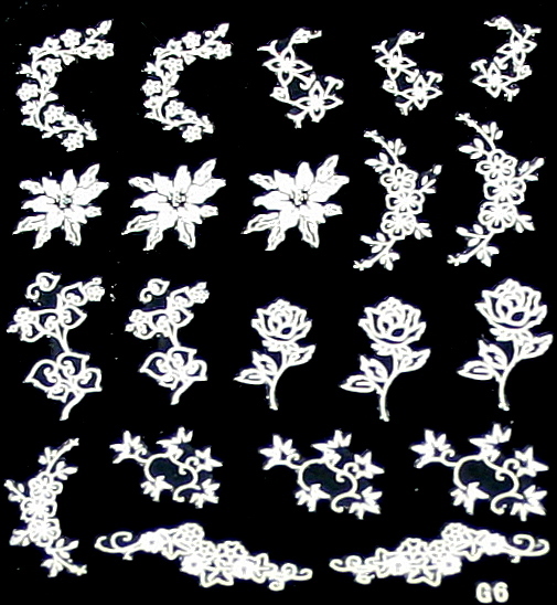 Nail Sticker Weiß - Edelweiss, Spitzendesign, Rosen - selbstklebend