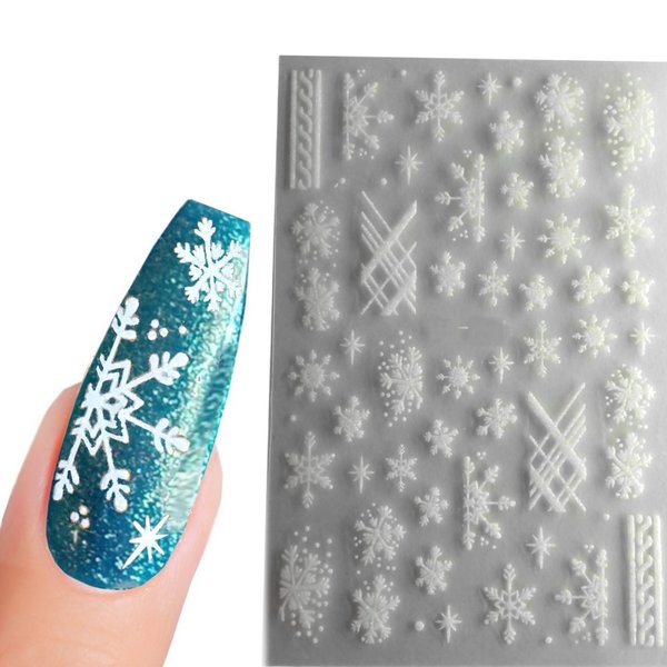 Nail Sticker weiß Eiskristalle Schneeflocken