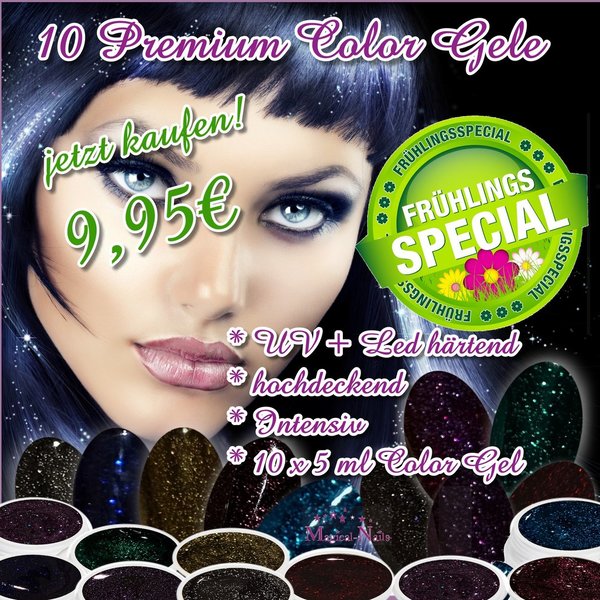 10 Premium Color Gele "WoW Rabatt 9,95 €" - Magical-Nails