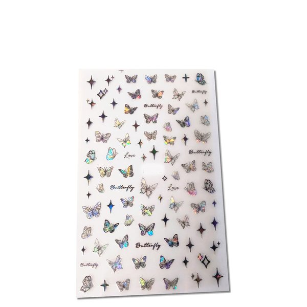 Nail Sticker Opal Effekt Schmetterlinge, Butterfly im Holo Look